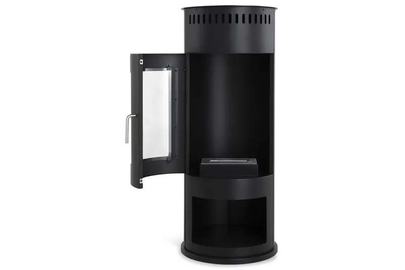 Corbo Frittstående Rund Etanolpeis 112x45x45 cm i glass og rustfritt stål - Svart - Innredning - Peis - Peis uten pipe - Biopeis