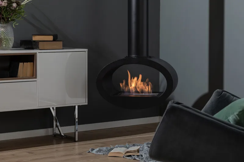 Mauro Vegghengt Etanolkamin 190x60x40 cm i Stål - Svart - Innredning - Peis - Peis uten pipe - Biopeis