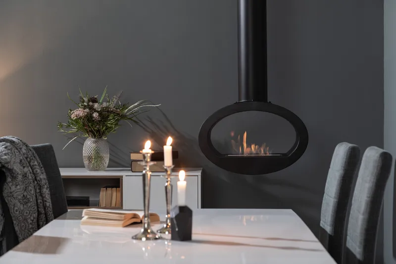 Mauro Vegghengt Etanolkamin 190x60x40 cm i Stål - Svart - Innredning - Peis - Peis uten pipe - Biopeis
