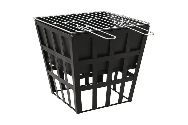 2-i-1 bålfat og grill 34x34x48 cm stål - Svart - Innredning - Peis - Utepeis & ildsted
