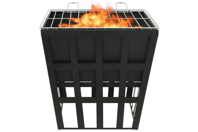 2-i-1 bålfat og grill 34x34x48 cm stål - Svart - Innredning - Peis - Utepeis & ildsted