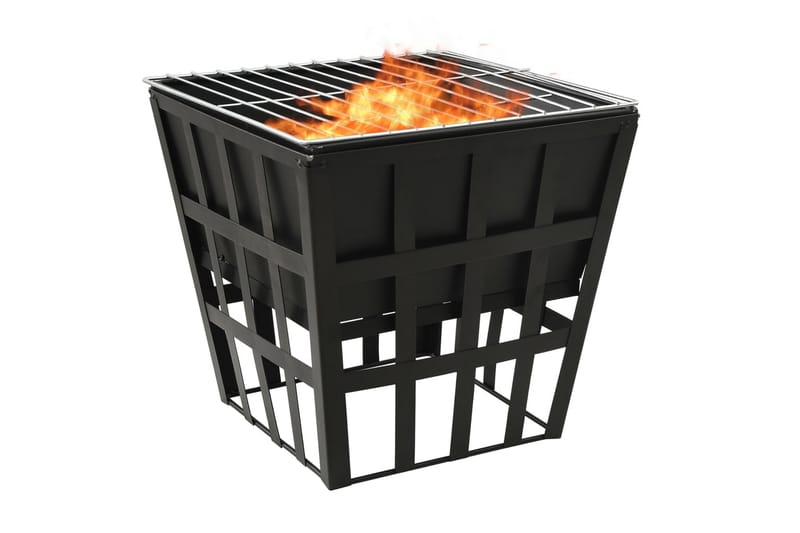 2-i-1 bålfat og grill 34x34x48 cm stål - Svart - Innredning - Peis - Utepeis & ildsted