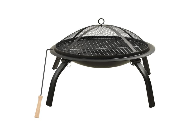 2-i-1 Bålfat og grill med ildrake 56x56x49 cm stål - Svart - Innredning - Peis - Utepeis & ildsted