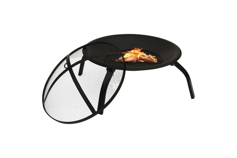 2-i-1 Bålfat og grill med ildrake 56x56x49 cm stål - Svart - Innredning - Peis - Utepeis & ildsted