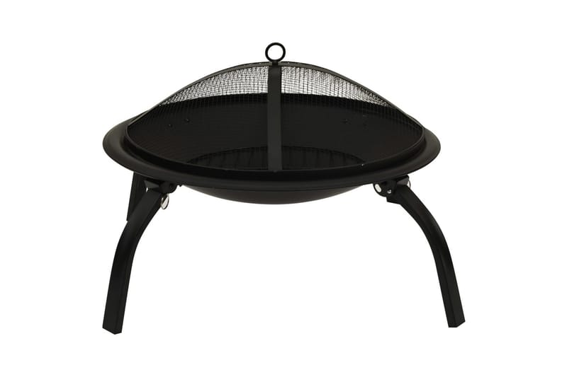 2-i-1 Bålfat og grill med ildrake 56x56x49 cm stål - Svart - Innredning - Peis - Utepeis & ildsted