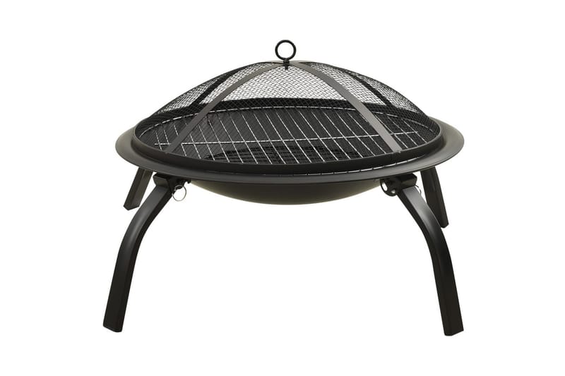 2-i-1 Bålfat og grill med ildrake 56x56x49 cm stål - Svart - Innredning - Peis - Utepeis & ildsted