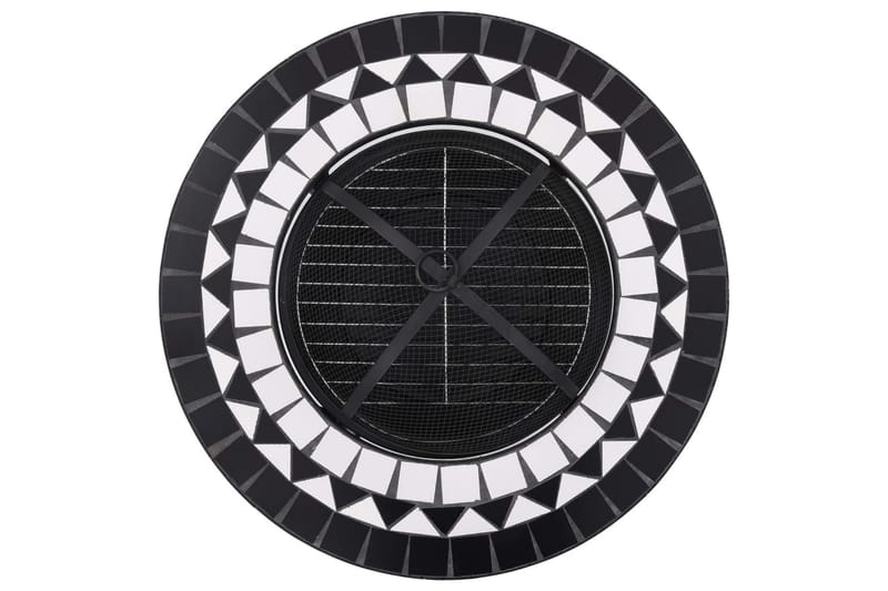 Bålfatbord mosaikk svart og hvit 68 cm keramikk - Utepeis & ildsted