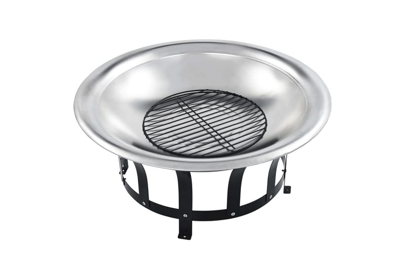 Utendørs bålfat med grill rustfritt stål 76 cm - Innredning - Peis - Utepeis & ildsted