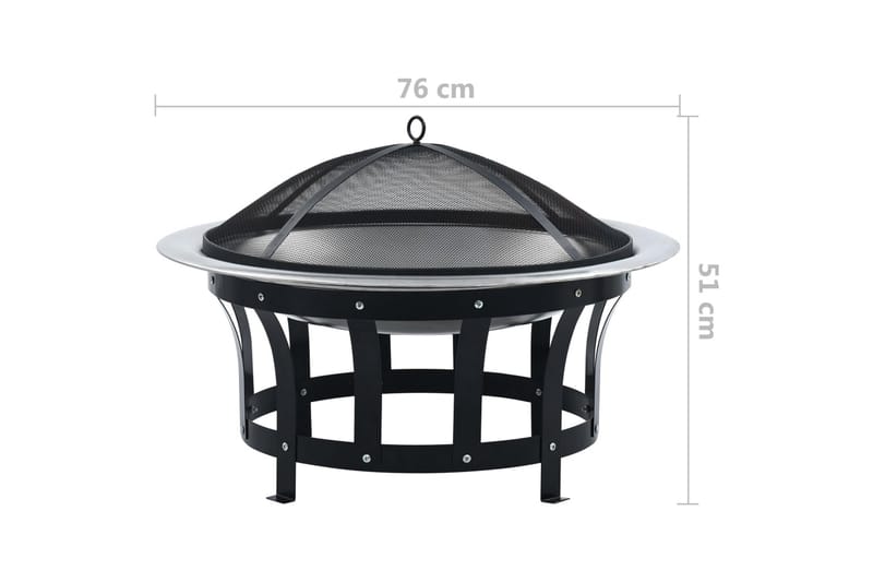 Utendørs bålfat med grill rustfritt stål 76 cm - Innredning - Peis - Utepeis & ildsted