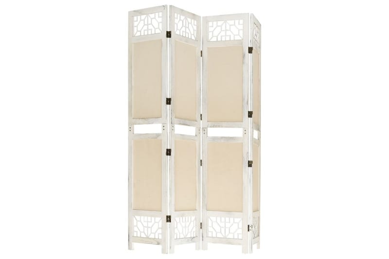 4-Panel Room Divider Cream 140x165 cm Fabric - Krem - Innredning - Romdelere - Bretteskjerm
