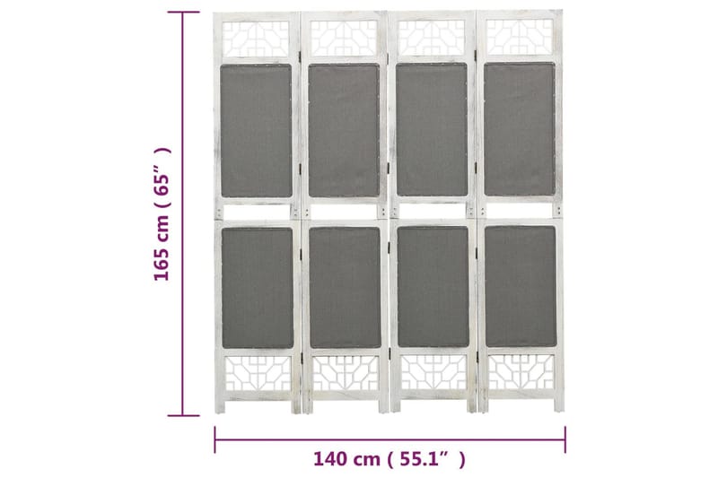 4-Panel Room Divider Grey 140x165 cm Fabric - Grå - Innredning - Romdelere - Skjermvegg