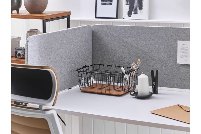 Avskjerming til Skrivebord 180x40 cm grå WALLY - Hvit - Bordtilbehør - Avskjerming skrivebord - Romdelere
