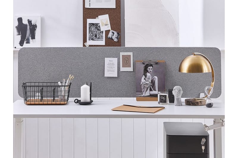 Avskjerming til Skrivebord 180x40 cm grå WALLY - Hvit - Innredning - Romdelere - Avskjerming skrivebord