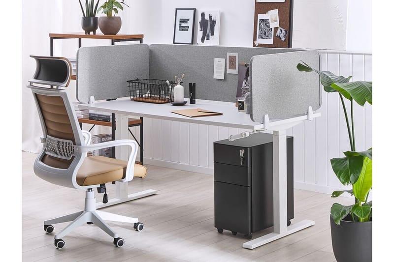 Avskjerming til Skrivebord 180x40 cm grå WALLY - Hvit - Innredning - Romdelere - Avskjerming skrivebord