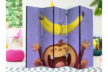 Kadira Sammenleggbar Romdeler 172x225 cm med Ape og Banan i Stoff - Brun|Lilla|Gul - Innredning - Romdelere - Skjermvegg