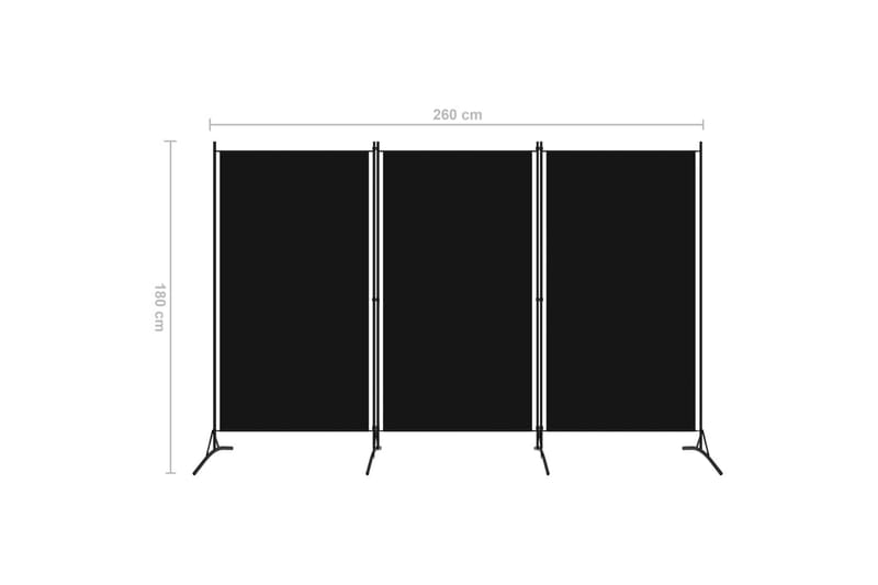Romdeler 3 paneler svart 260x180 cm - Innredning - Romdelere - Skjermvegg