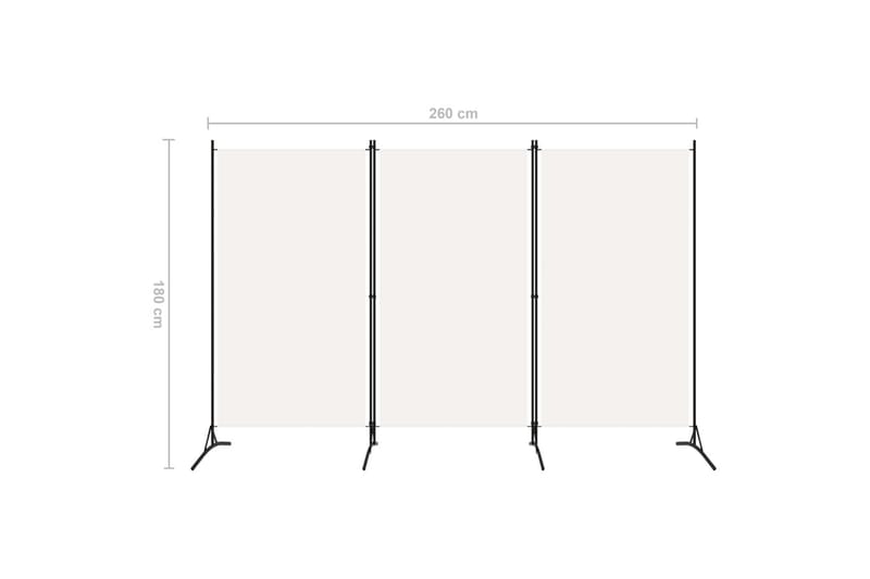 Romdeler 3 paneler hvit 260x180 cm - Innredning - Romdelere - Skjermvegg