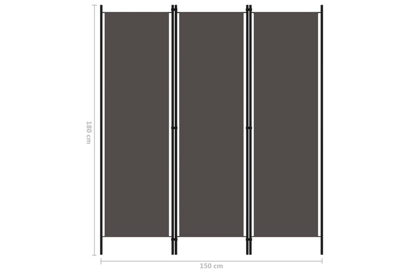 Romdeler 3 paneler antrasitt 150x180cm - Skjermvegg - Romdelere