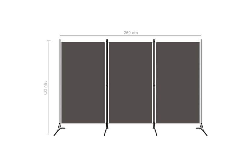 Romdeler 3 paneler antrasitt 260x180 cm - Innredning - Romdelere - Skjermvegg