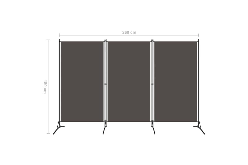 Romdeler 3 paneler antrasitt 260x180 cm - Skjermvegg - Romdelere