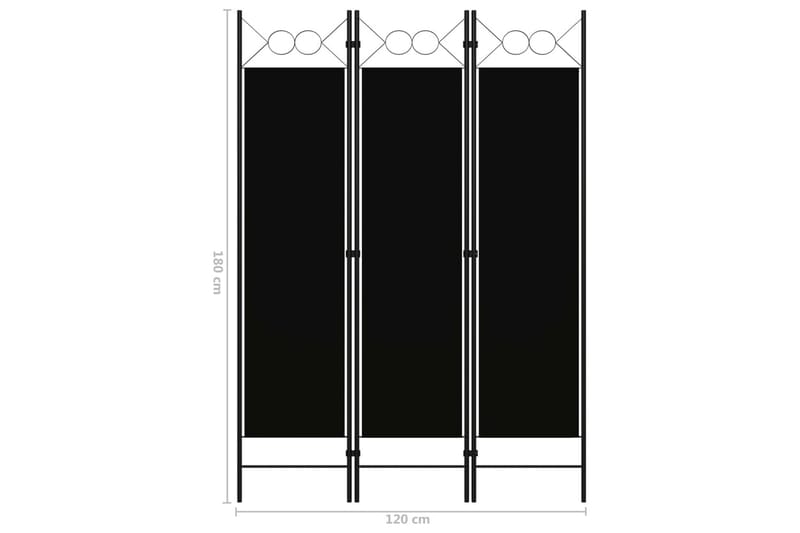 Romdeler 3 paneler svart 120x180 cm - Innredning - Romdelere - Skjermvegg