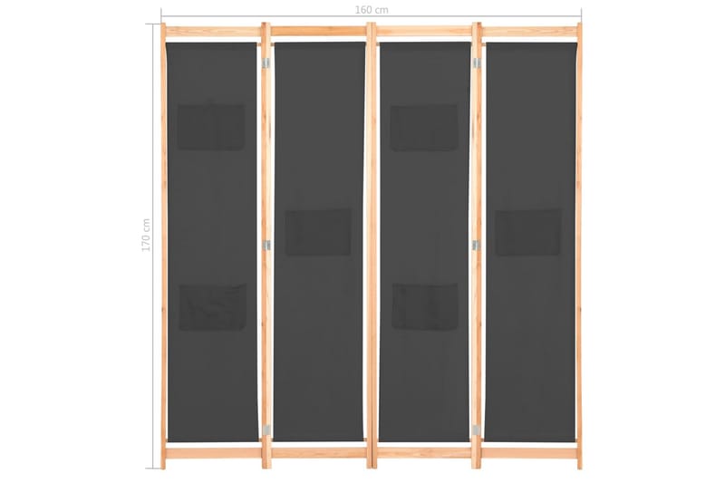 Romdeler 4 paneler grå 160x170x4 cm stoff - Innredning - Romdelere - Skjermvegg