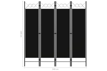 Romdeler 4 paneler svart 160x180 cm - Innredning - Romdelere - Skjermvegg