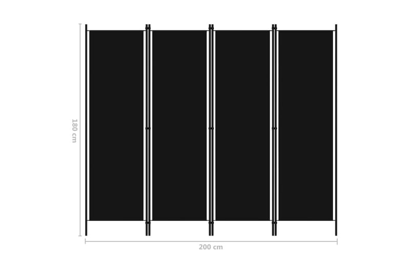 Romdeler 4 paneler svart 200x180 cm - Skjermvegg - Romdelere