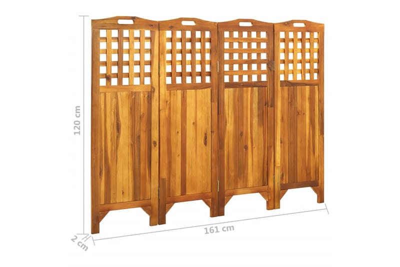Romdeler 4 paneler 161x2x120 cm heltre akasie - Brun - Innredning - Romdelere - Skjermvegg