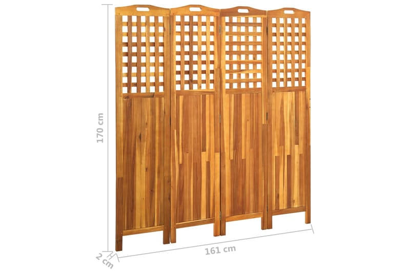 Romdeler 4 paneler 161x2x170 cm heltre akasie - Brun - Innredning - Romdelere - Skjermvegg