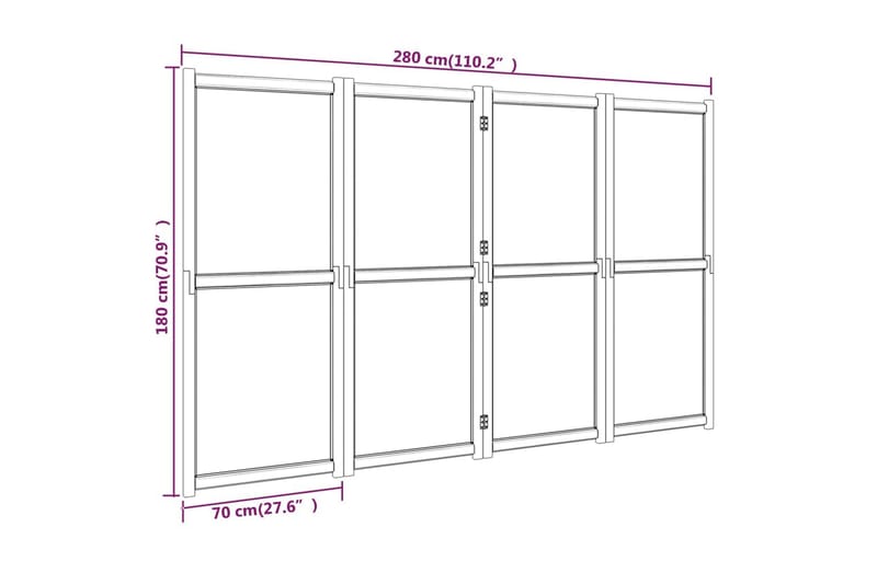 Romdeler 4 paneler svart 280x180 cm - Svart - Innredning - Romdelere - Skjermvegg