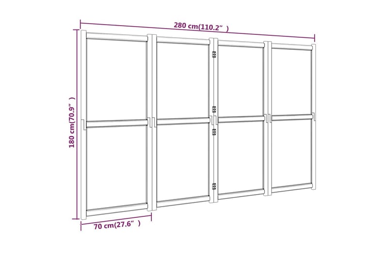 Romdeler 4 paneler svart 280x180 cm - Svart - Skjermvegg - Romdelere