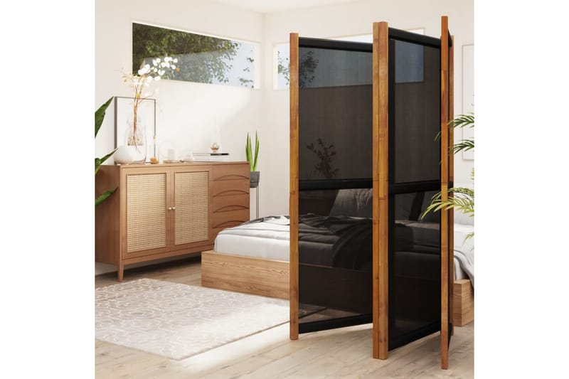 Romdeler 4 paneler svart 280x180 cm - Svart - Innredning - Romdelere - Skjermvegg