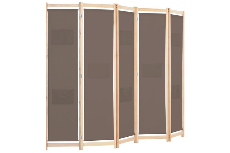 Romdeler 5 paneler brun 200x170x4 cm stoff - Skjermvegg - Romdelere