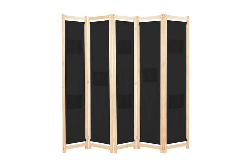 Romdeler 5 paneler svart 200x170x4 cm stoff - Innredning - Romdelere - Skjermvegg