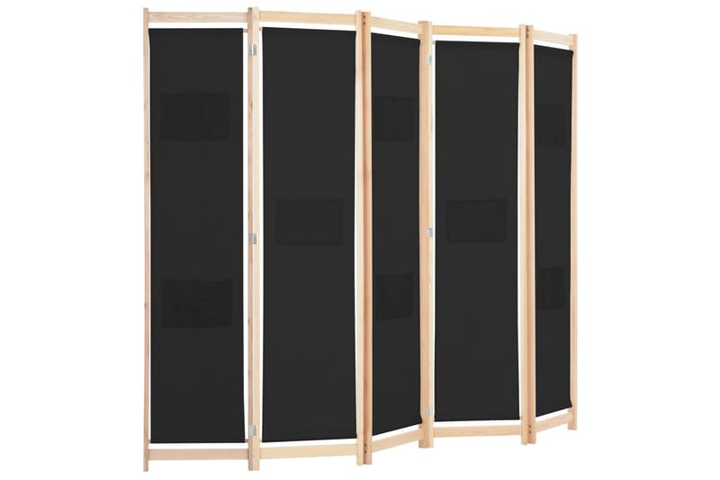 Romdeler 5 paneler svart 200x170x4 cm stoff - Innredning - Romdelere - Skjermvegg