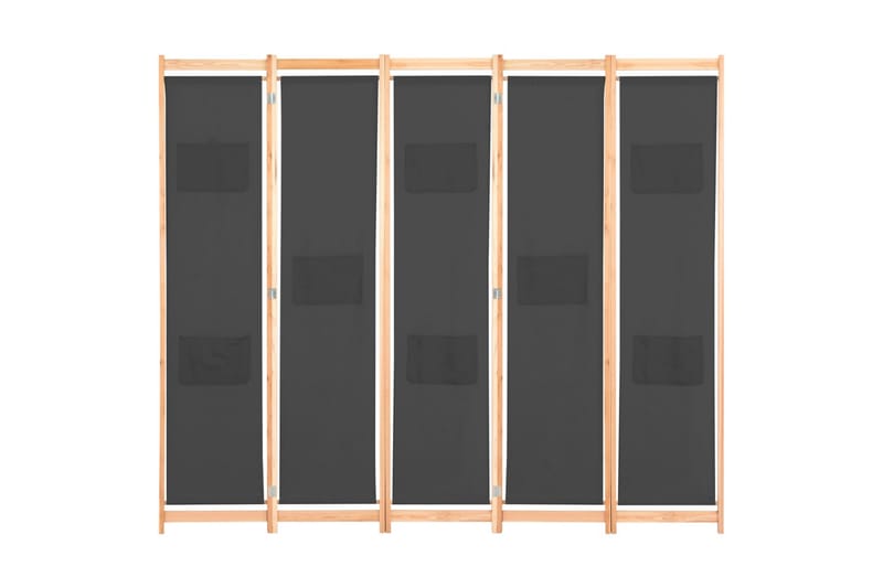 Romdeler 5 paneler grå 200x170x4 cm stoff - Skjermvegg - Romdelere