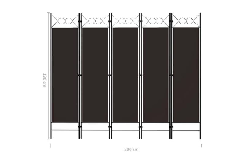 Romdeler 5 paneler brun 200x180 cm - Innredning - Romdelere - Skjermvegg