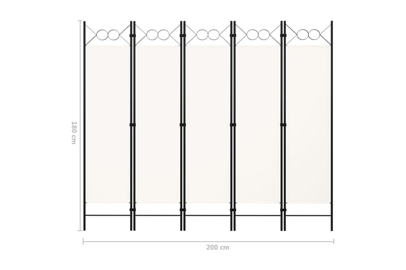 Romdeler 5 paneler hvit 200x180 cm - Innredning - Romdelere - Skjermvegg