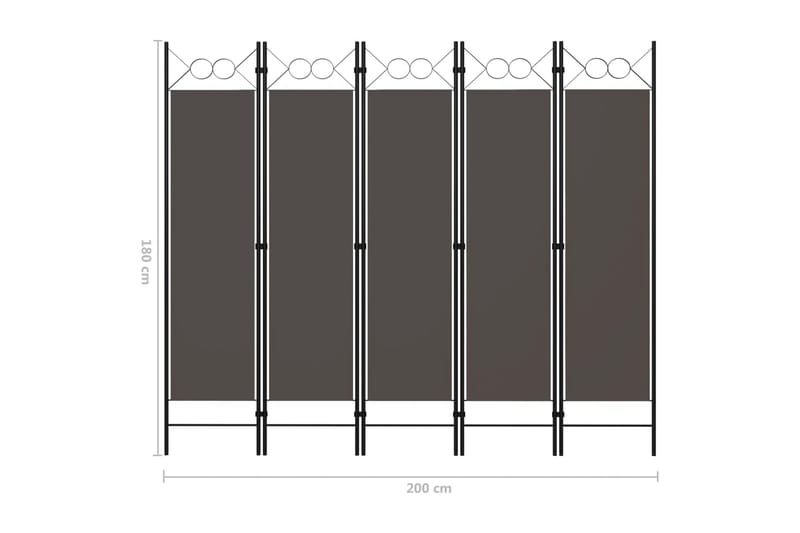 Romdeler 5 paneler antrasitt 200x180 cm - Innredning - Romdelere - Skjermvegg