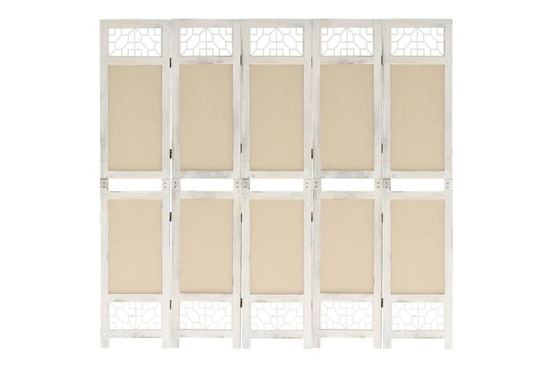 Romdeler 5 paneler kremhvit 175x165 cm stoff - Krem - Innredning - Romdelere - Skjermvegg