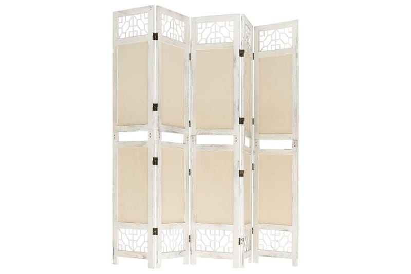 Romdeler 5 paneler kremhvit 175x165 cm stoff - Krem - Skjermvegg - Romdelere