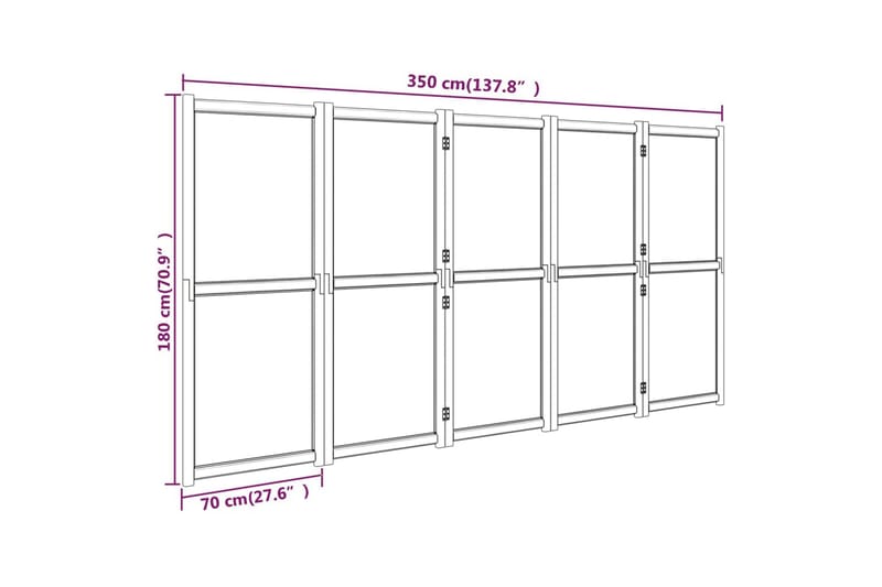 Romdeler 5 paneler svart 350x180 cm - Svart - Innredning - Romdelere - Skjermvegg