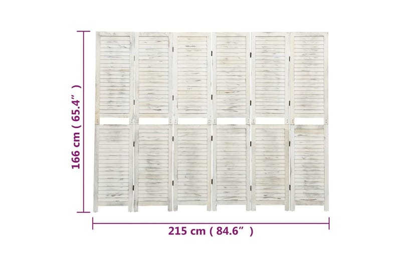Romdeler 5 paneler antikk hvit 215x166 cm heltre - Hvit - Innredning - Romdelere - Skjermvegg
