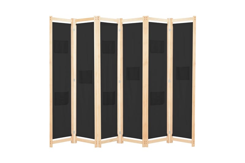 Romdeler 6 paneler svart 240x170x4 cm stoff - Innredning - Romdelere - Skjermvegg