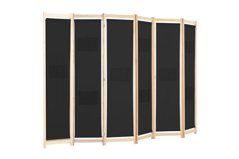 Romdeler 6 paneler svart 240x170x4 cm stoff - Skjermvegg - Romdelere
