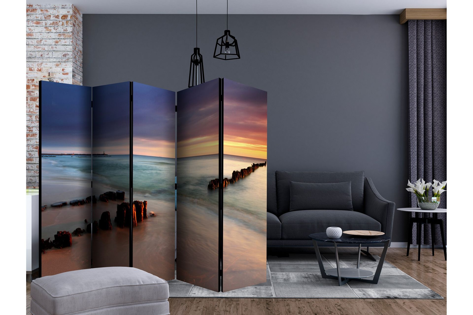 Romdeler - beach sunrise II 225x172 - Artgeist sp. z o. o. - Innredning - Romdelere - Bretteskjerm