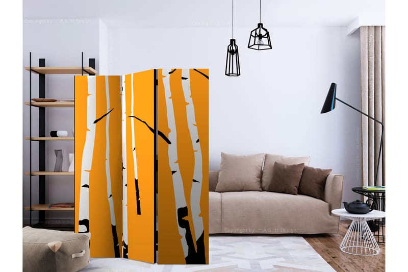 Romdeler Birches on the Orange Background - Artgeist sp. z o. o. - Innredning - Romdelere - Bretteskjerm