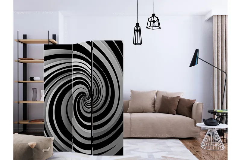 Romdeler - Black and white swirl 135x172 - Artgeist sp. z o. o. - Innredning - Romdelere - Bretteskjerm