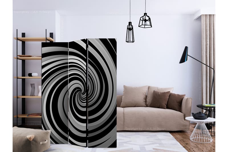 Romdeler - Black and white swirl 135x172 - Artgeist sp. z o. o. - Innredning - Romdelere - Bretteskjerm